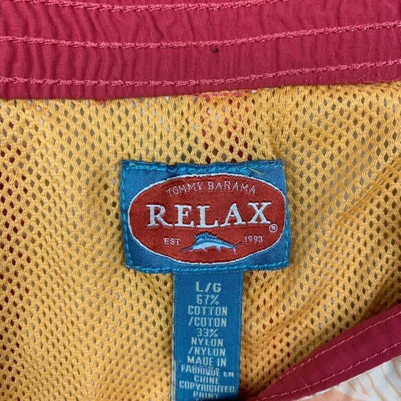 Tommy Bahama Mens Swim Trunks Large Red Orange Pink Floral Shorts Hawaiian Beach - Picture 3 of 10